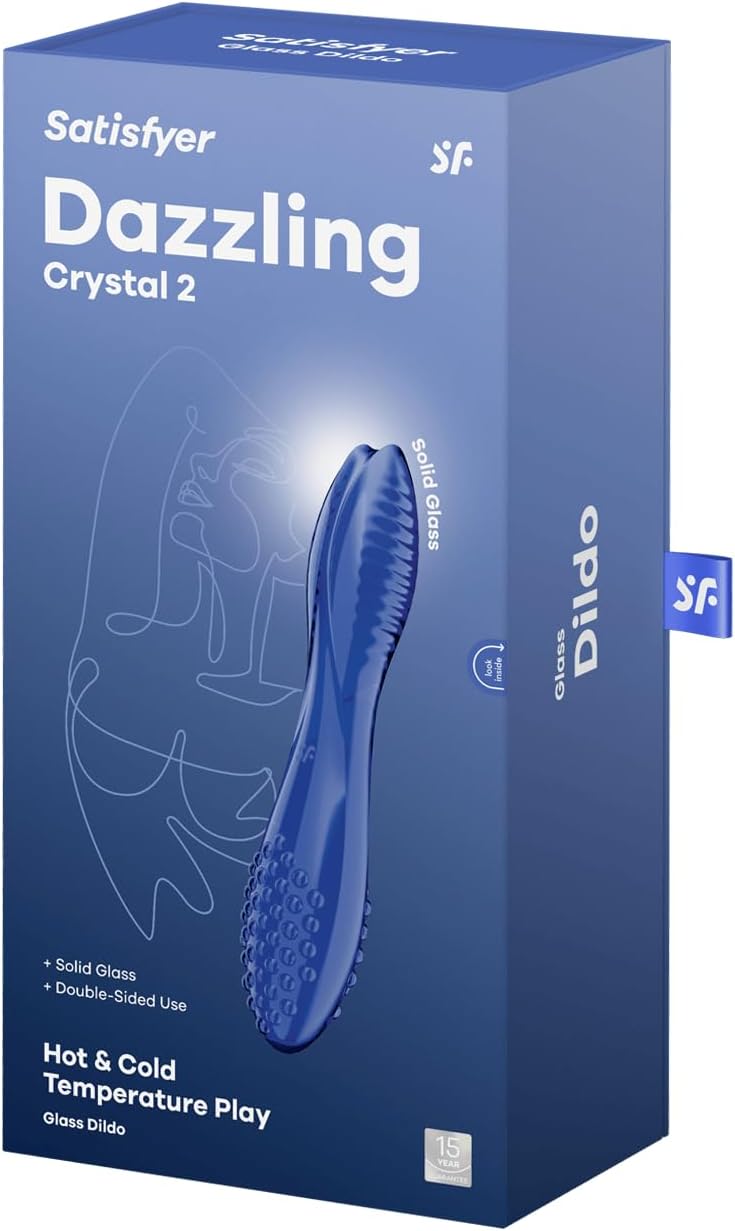 Dazzling Crystal 2 Glasdildo mit Rillen & Noppen, Hellblau