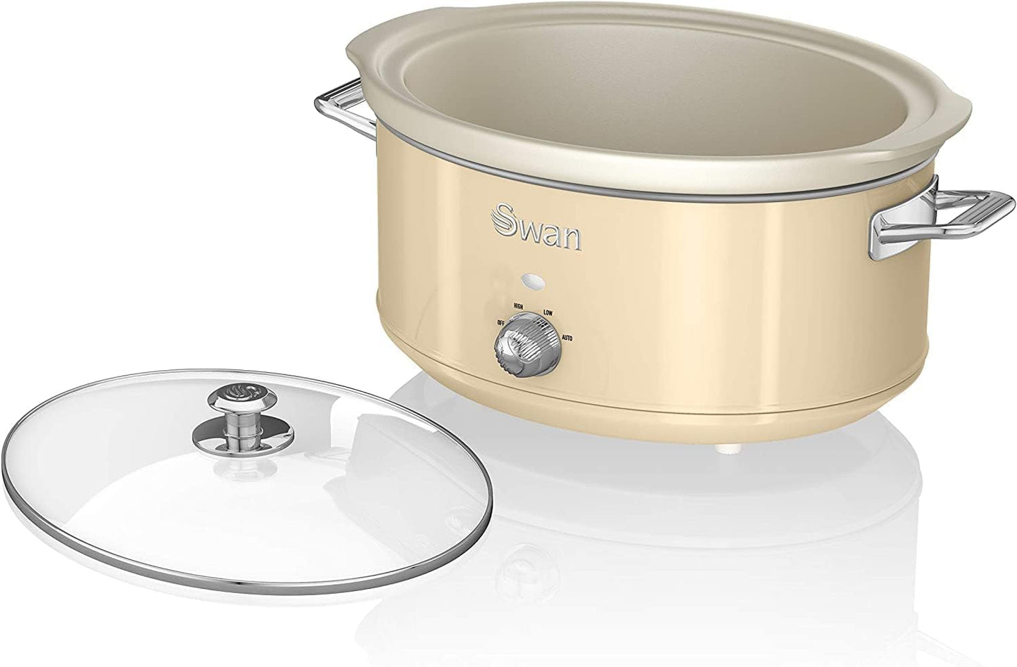 Retro Slow Cooker 6,5L mit Keramik-Behälter, Creme