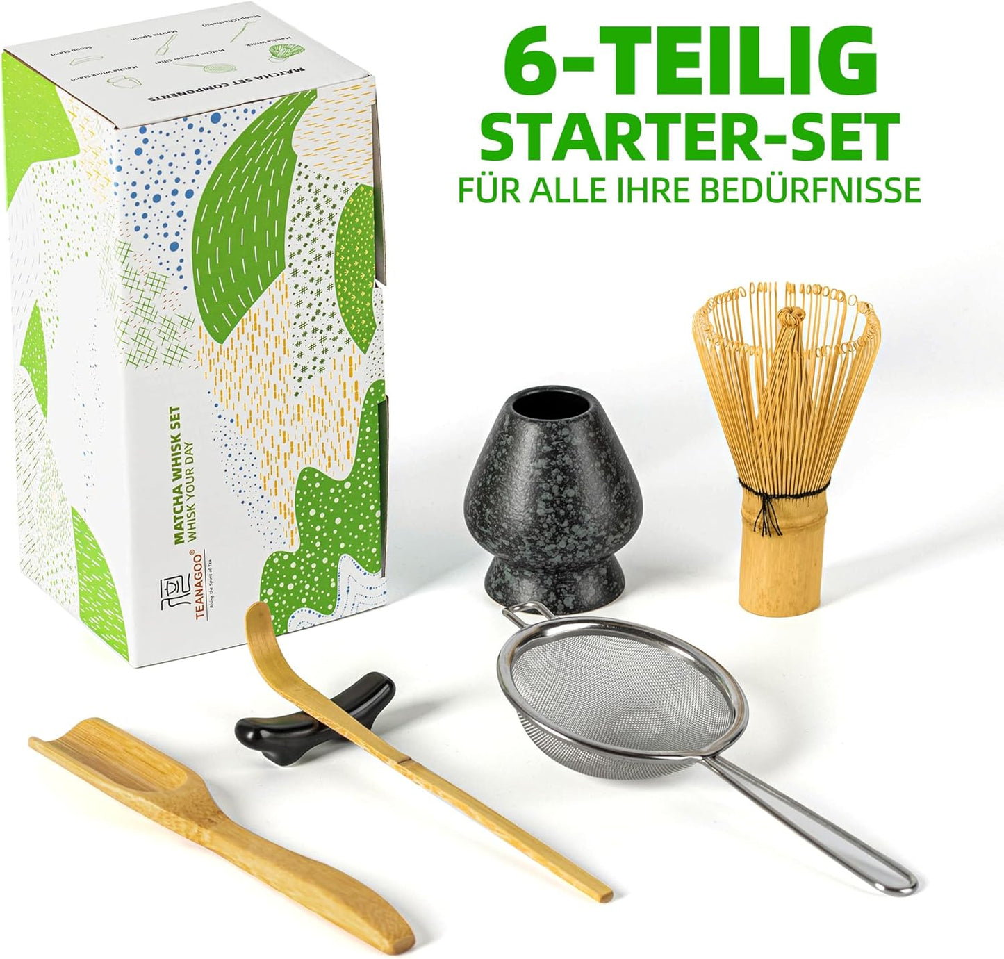6-teiliges Matcha-Set, Schwarz