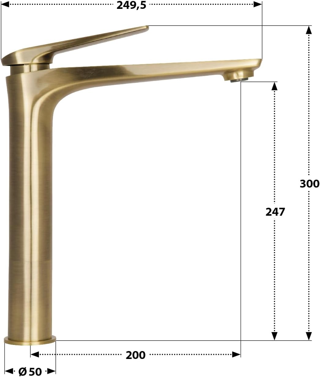 Einhand-Waschtischmischer Orva mit Wassersparfunktion, Bronze - Orva Hohe Ausführung
