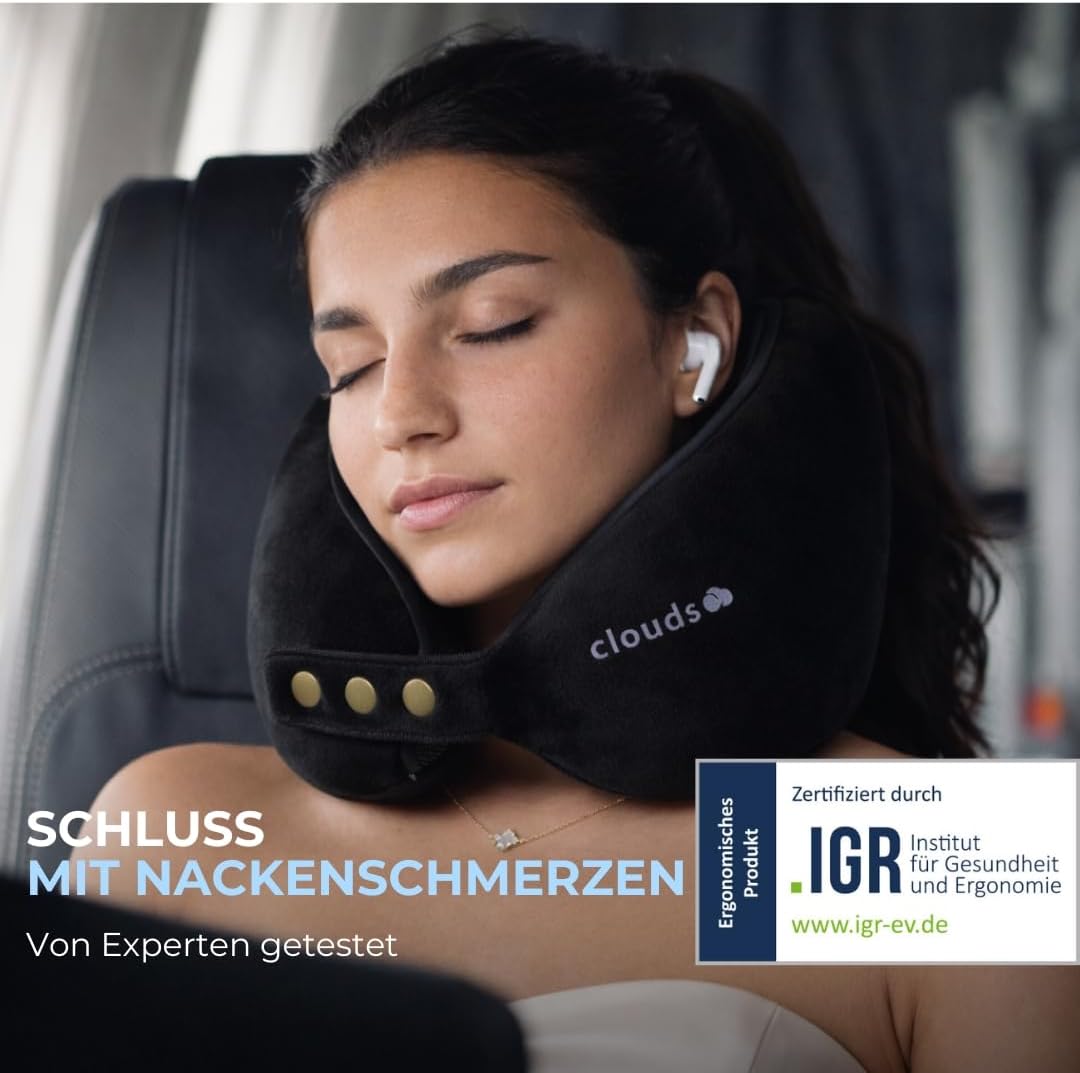 Verstellbares Memory Foam Reisekissen für Flugzeug & Auto, Grau S/M