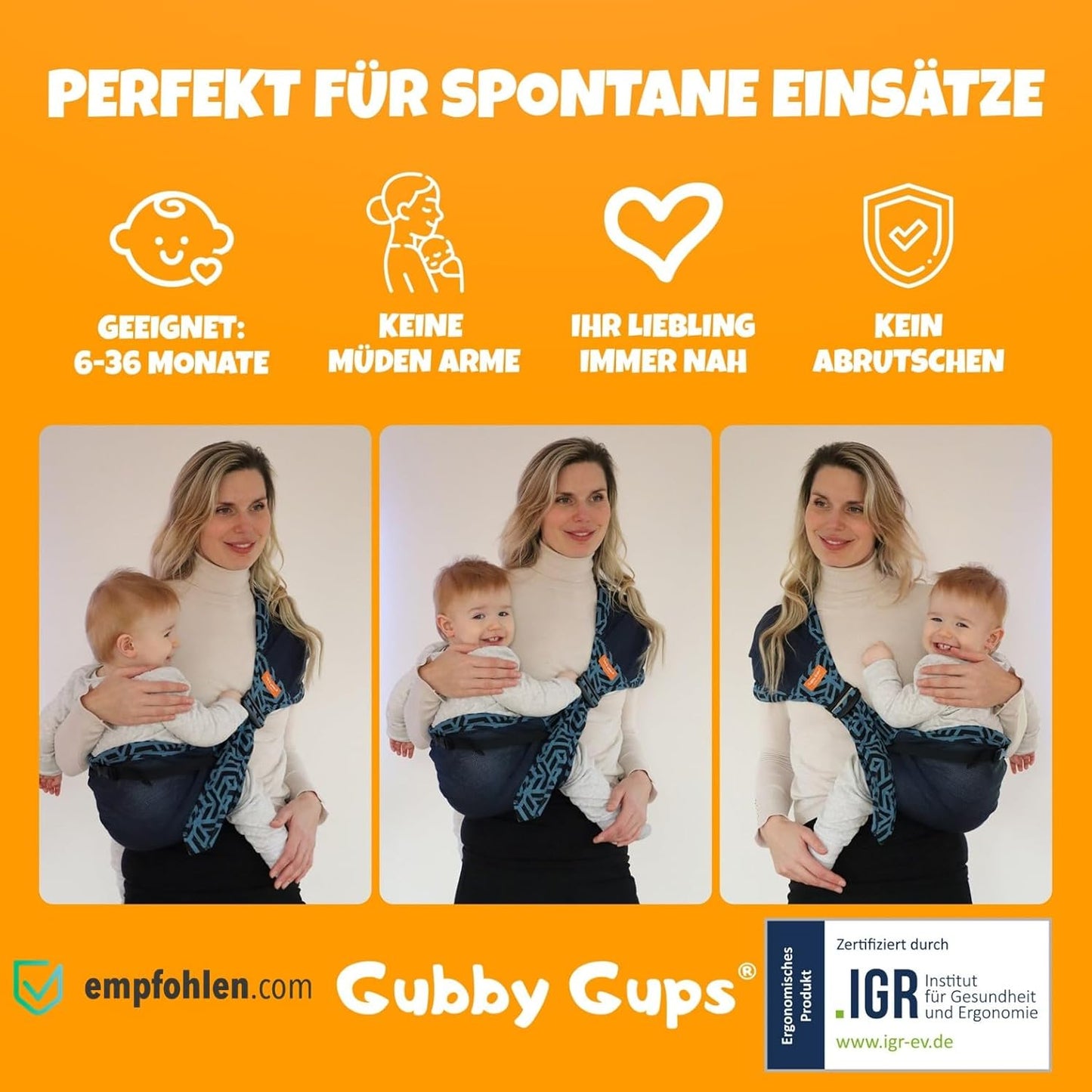 Ergonomische Hüfttrage für Babys, V3.0 Dunkelblau