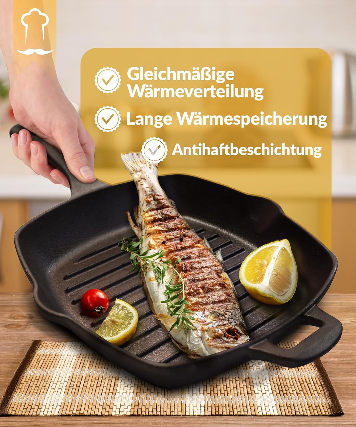 Gusseisen Grill- und Servierpfanne 25,5 cm, Grill