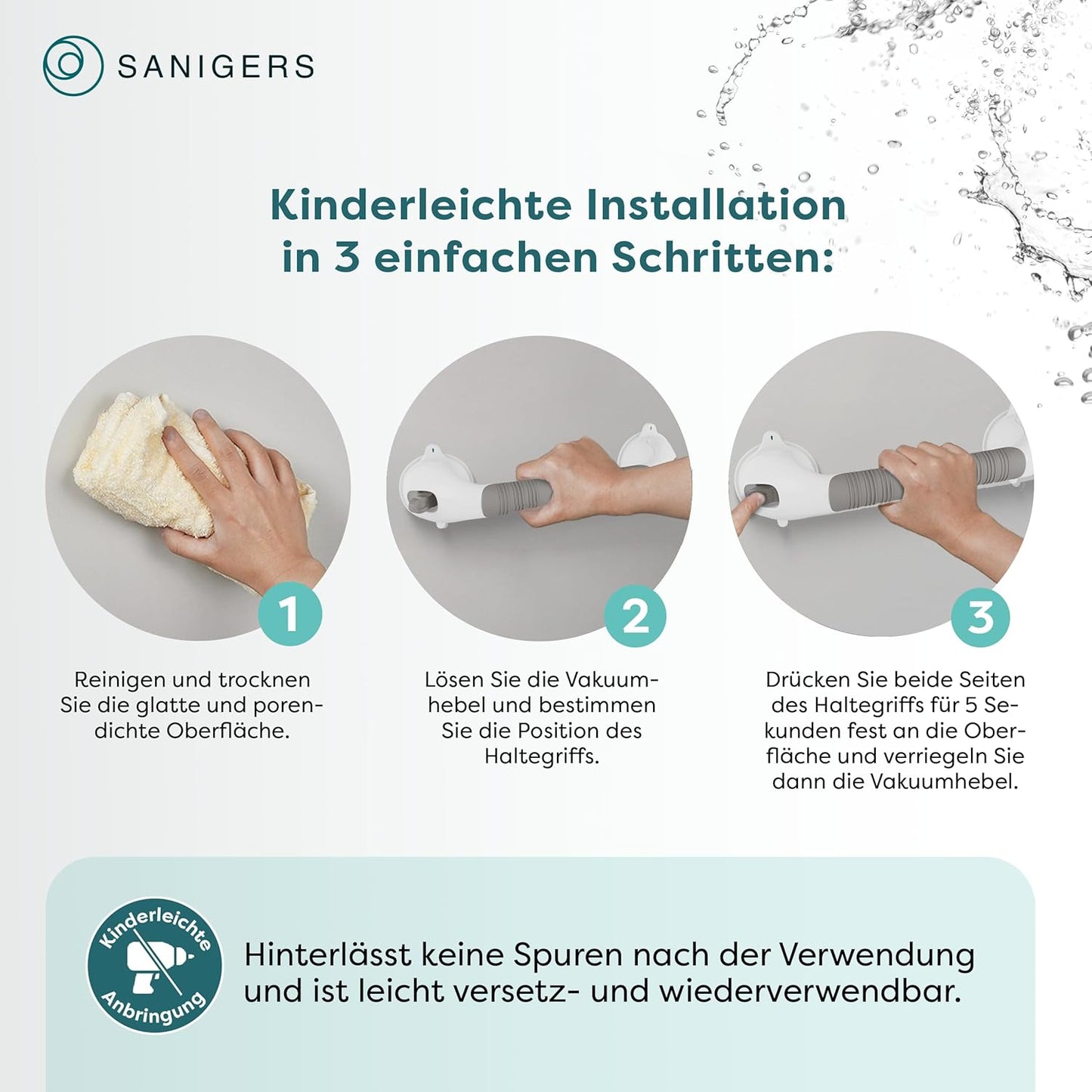 Duschgriff mit Saugnapf, extrastarker Halt