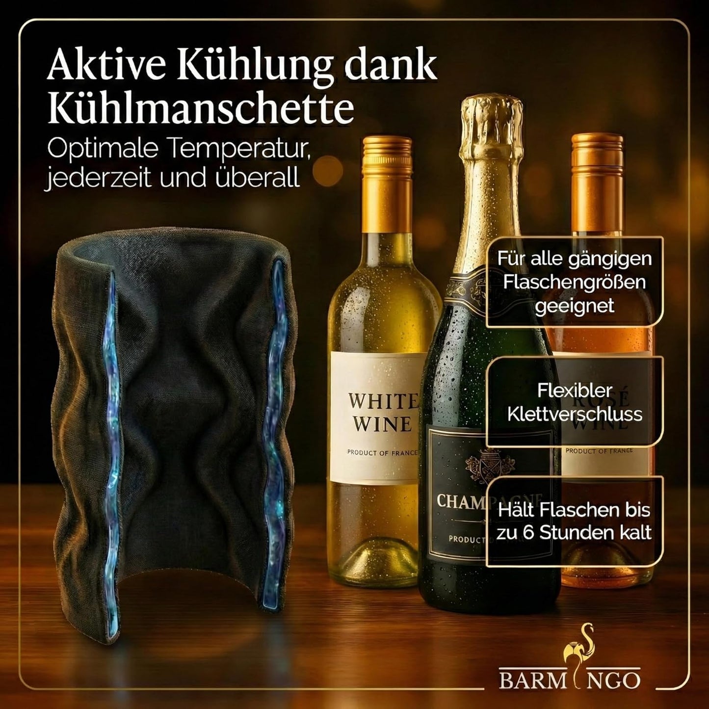 Weinkühler Manschetten, 2er-Set, für Sekt & Champagner, Kühlmanschetten