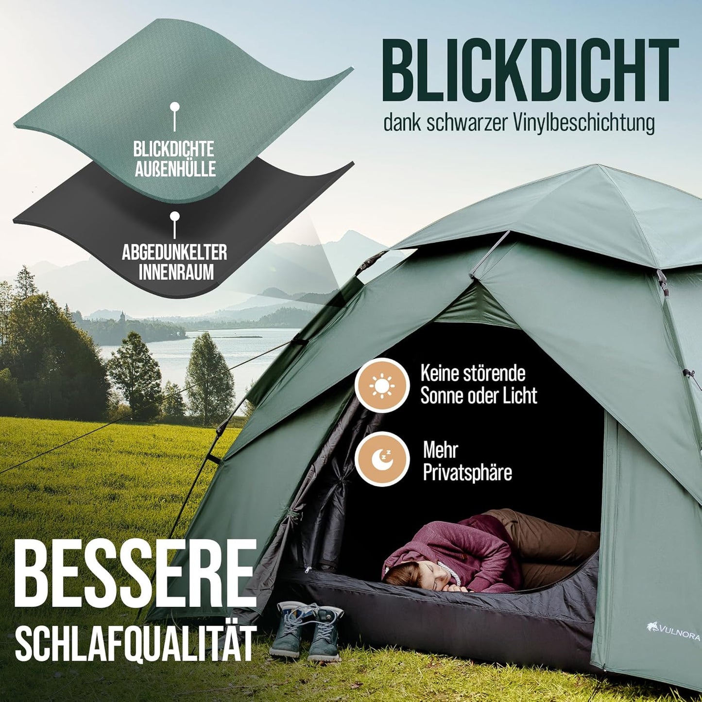 Pop Up Wurfzelt für 4 Personen, Dunkelgrün
