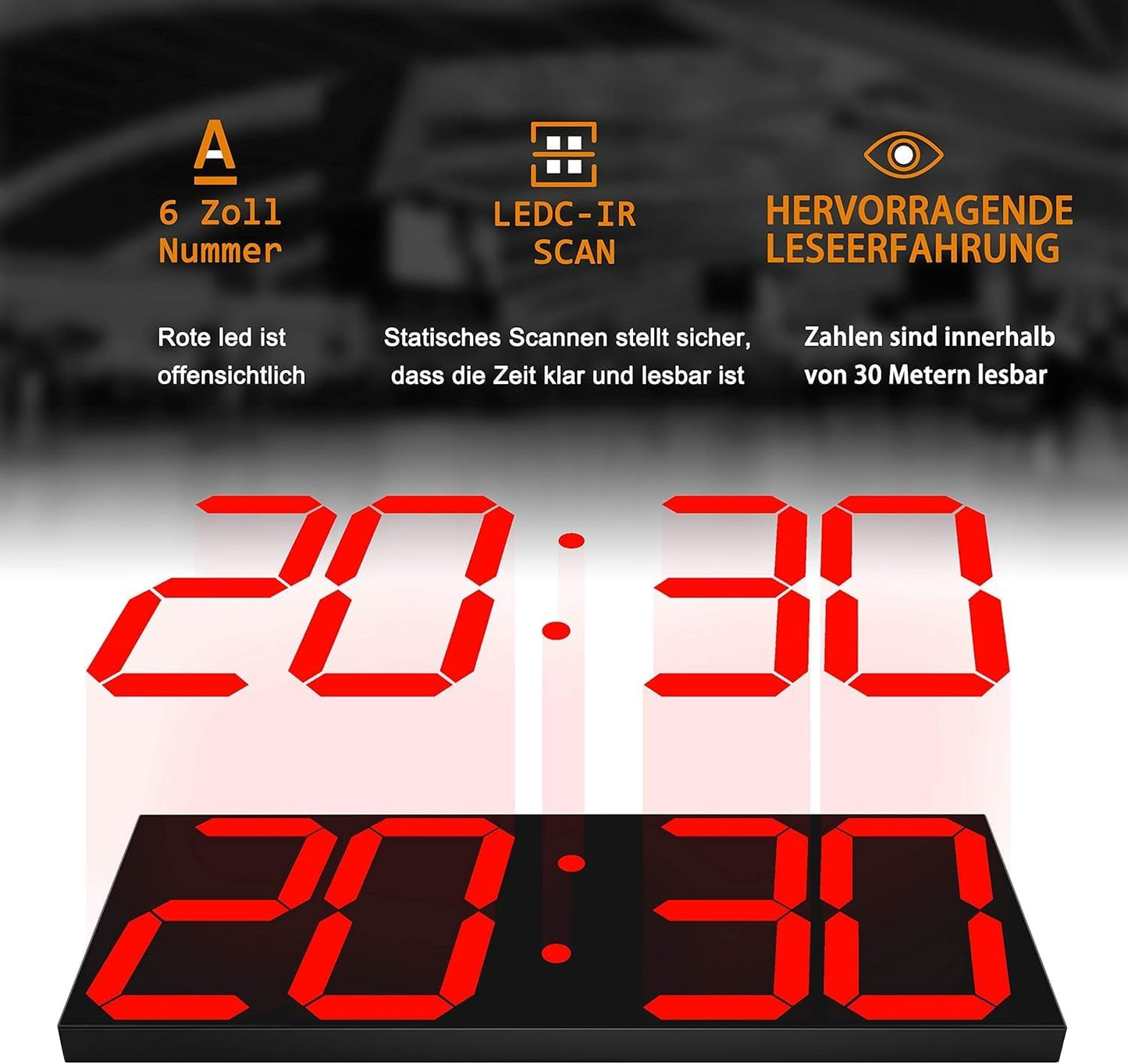 Digitale LED-Wanduhr mit Kalender und Countdown, Rot