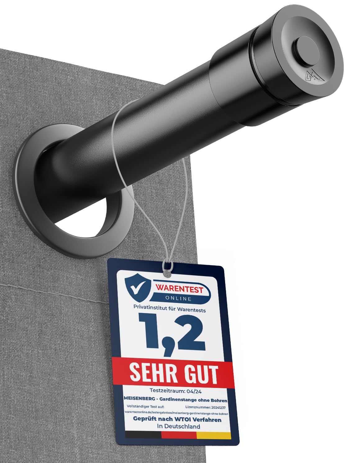 Duschvorhangstange, 50-80cm Schwarz