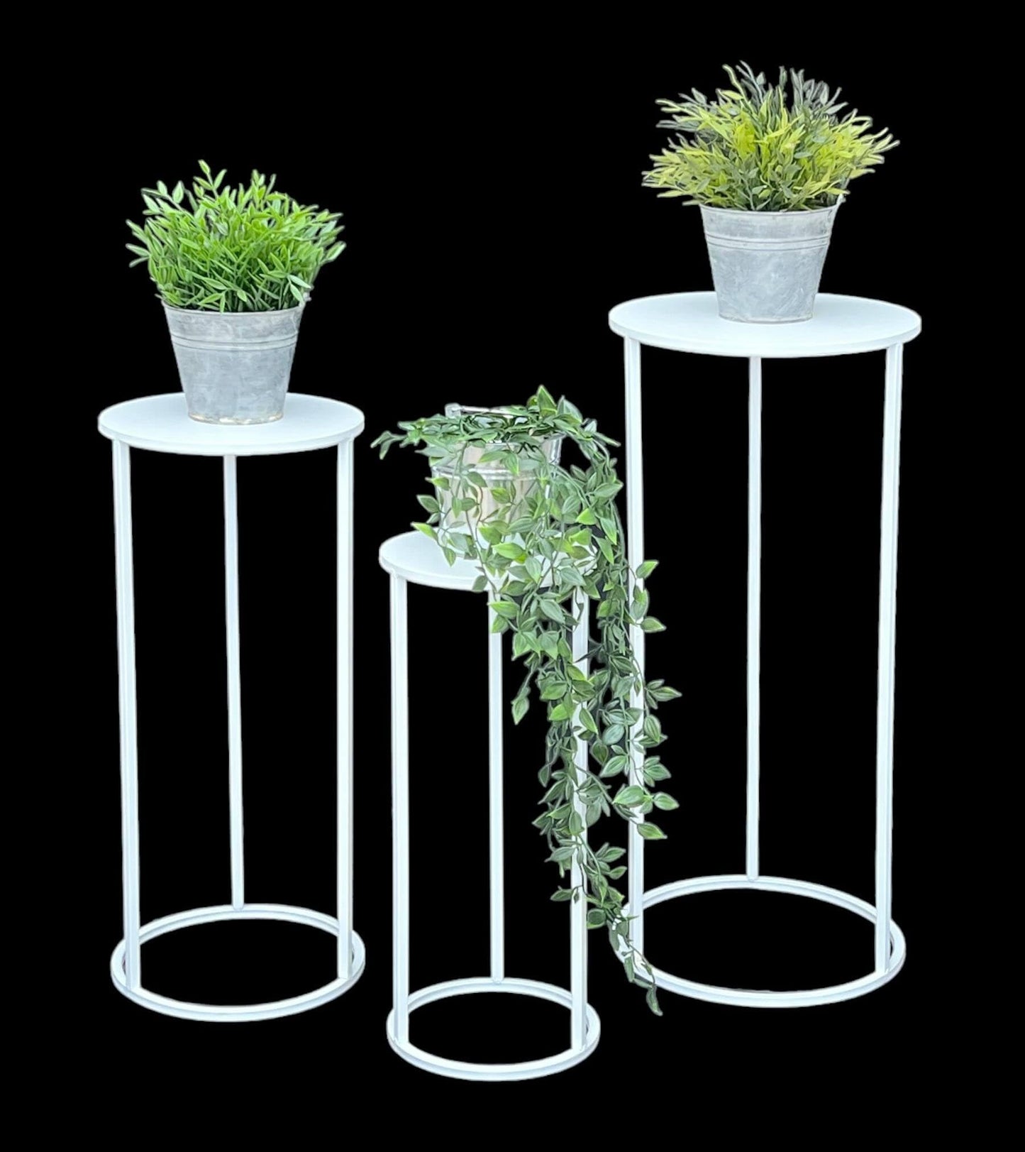 3-teiliges Blumenhocker & Beistelltisch Set