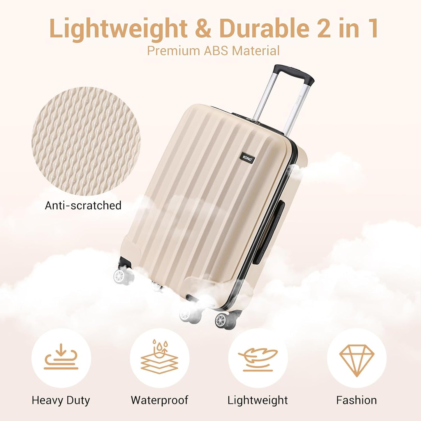 Leichter Reisekoffer, Beige M