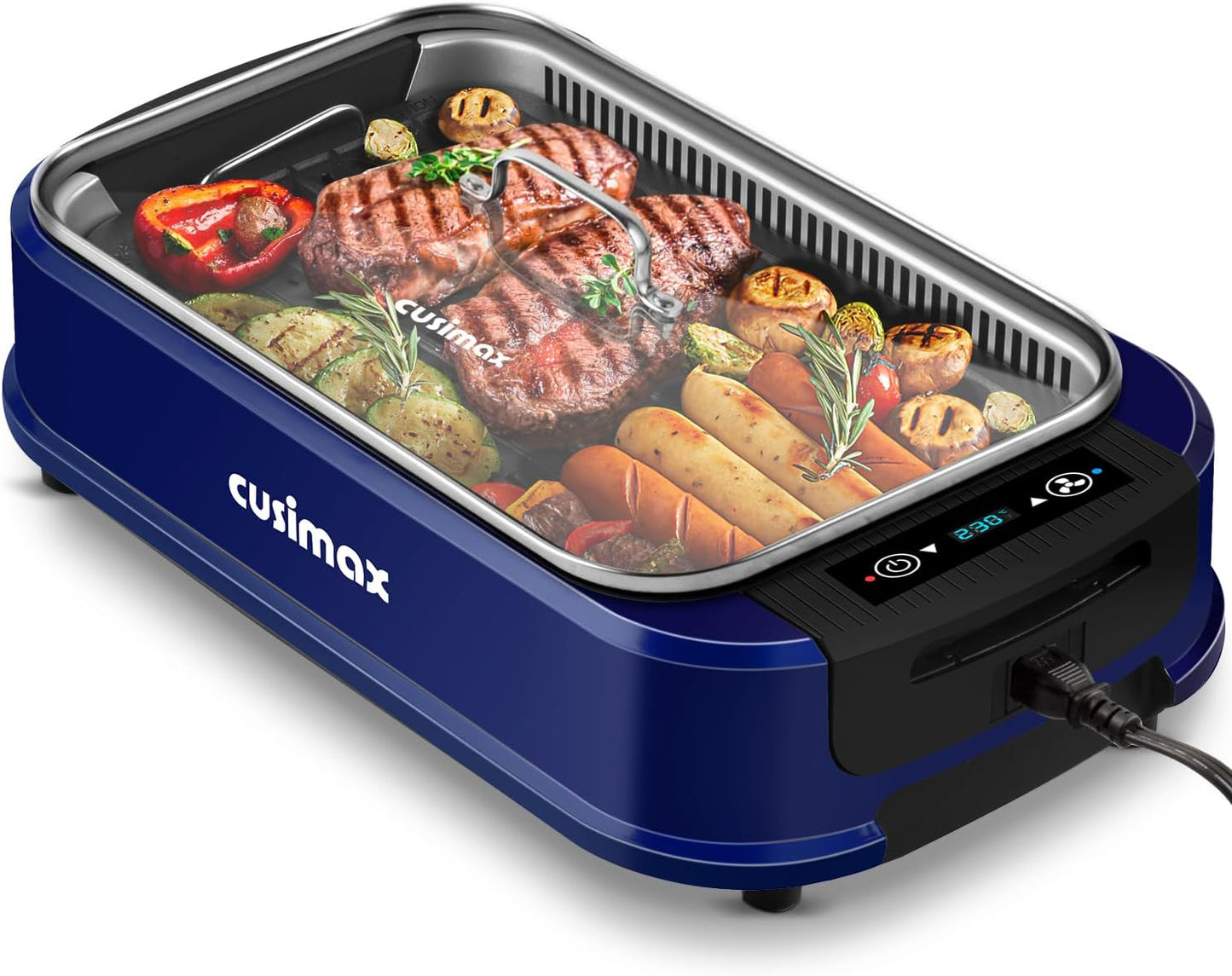 Elektrischer Tischgrill mit Touchscreen-Regelung, Blau