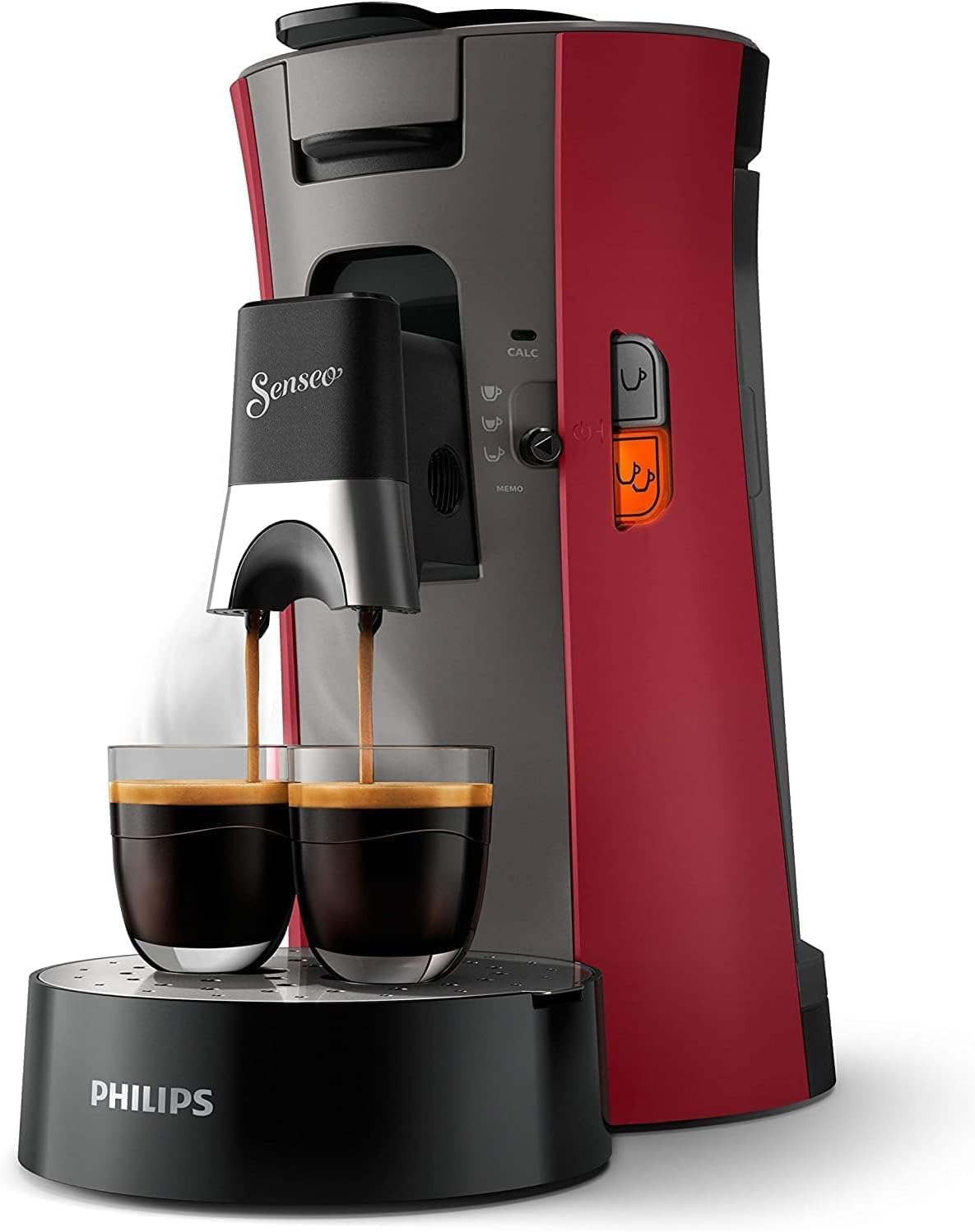 Senseo Select Kaffeepadmaschine mit Memo- und Stärkewahl-Funktion, Rot