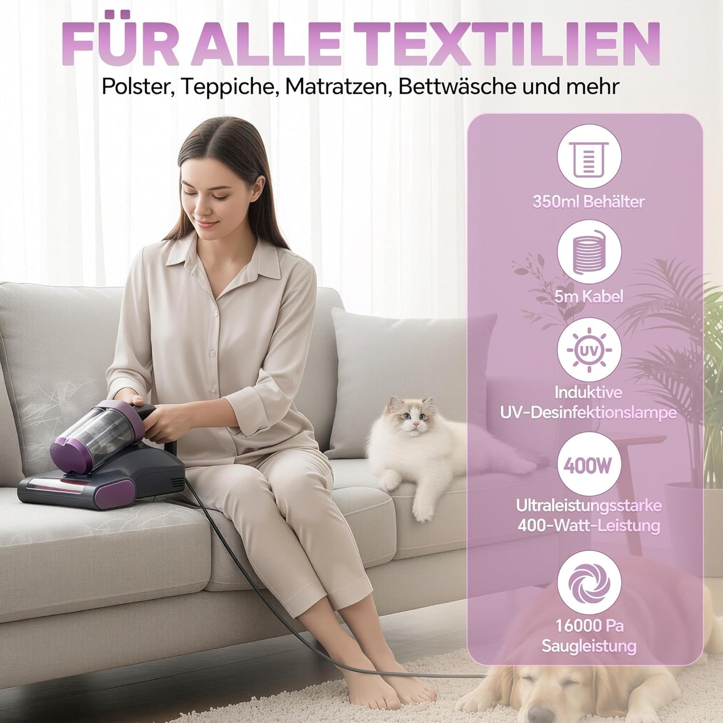 3-in-1 Milbensauger mit UV-C Licht & Heissluft