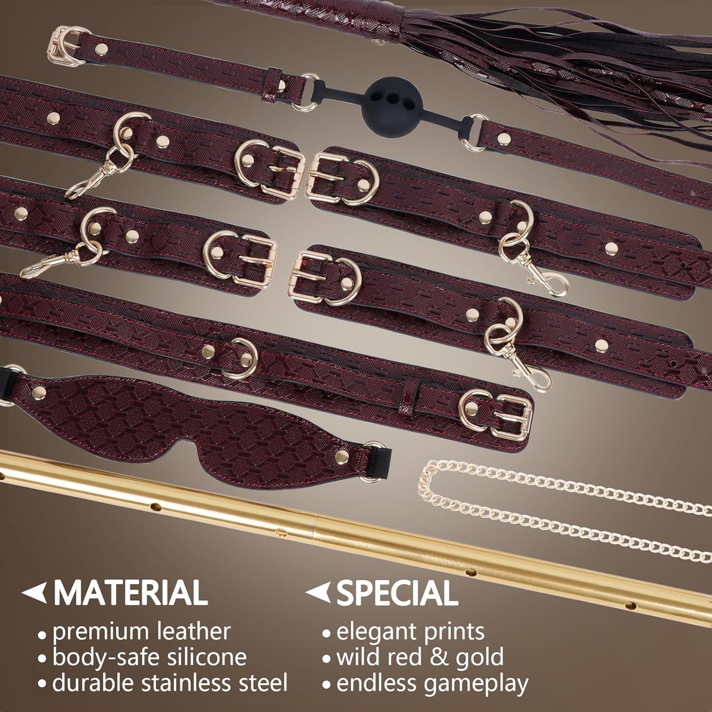 BDSM Bondage Spreizstangen-Set (10-teilig), Rot
