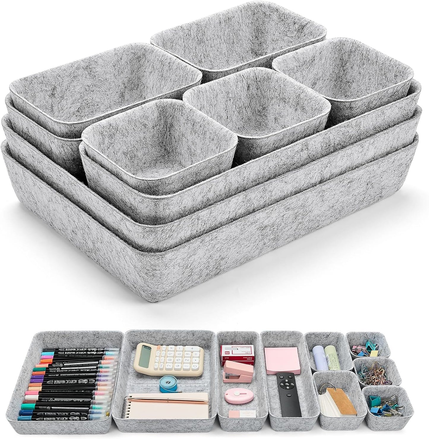 Schubladen Organizer Filz-Set (9 Stück), 9 Stück-Grau Grau