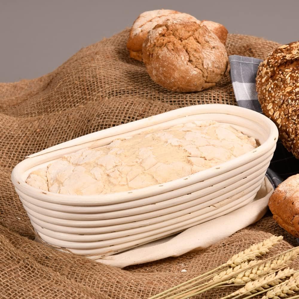 Gärkörbchen-Set mit Teigschaber, Oval | 35x15 cm Natur | Set mit Teigschaber