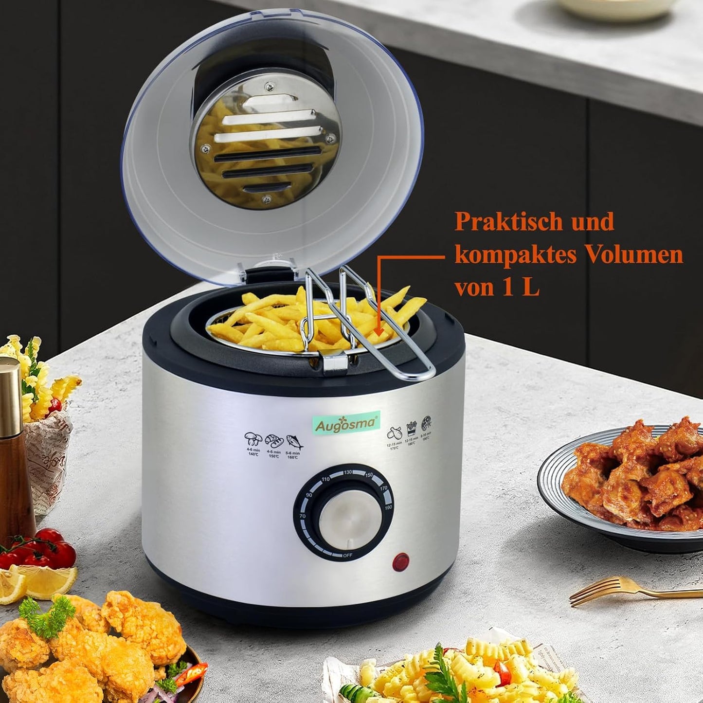 Mini Fritteuse, 1L Edelstähle