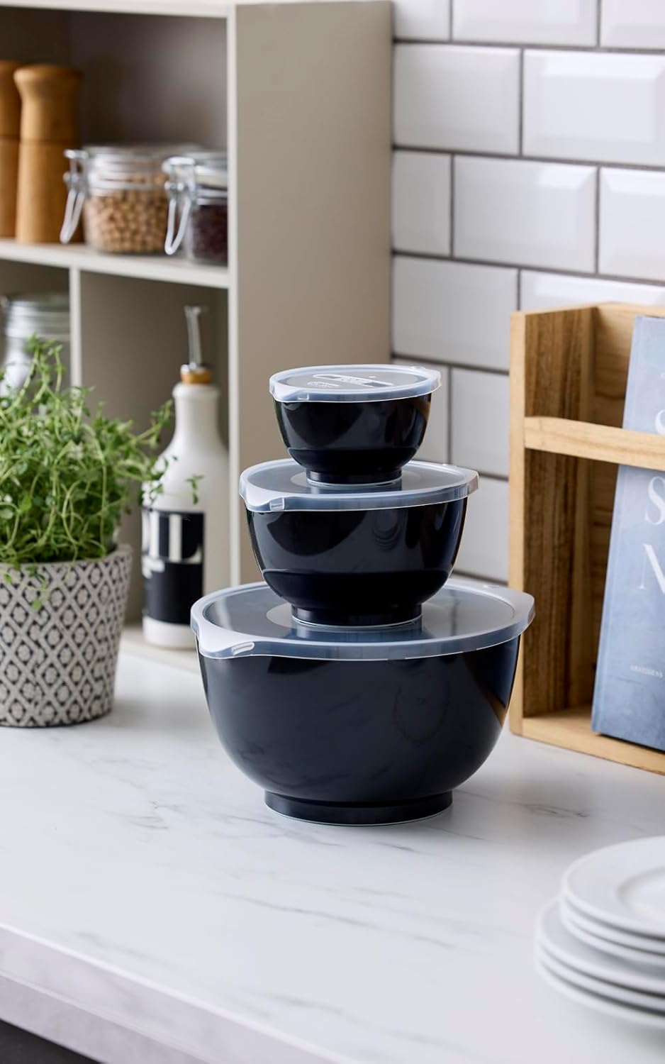 6-teiliges Margrethe Rührschüssel-Set, 22,7 x 22,7 x 15,6 Carbon Black