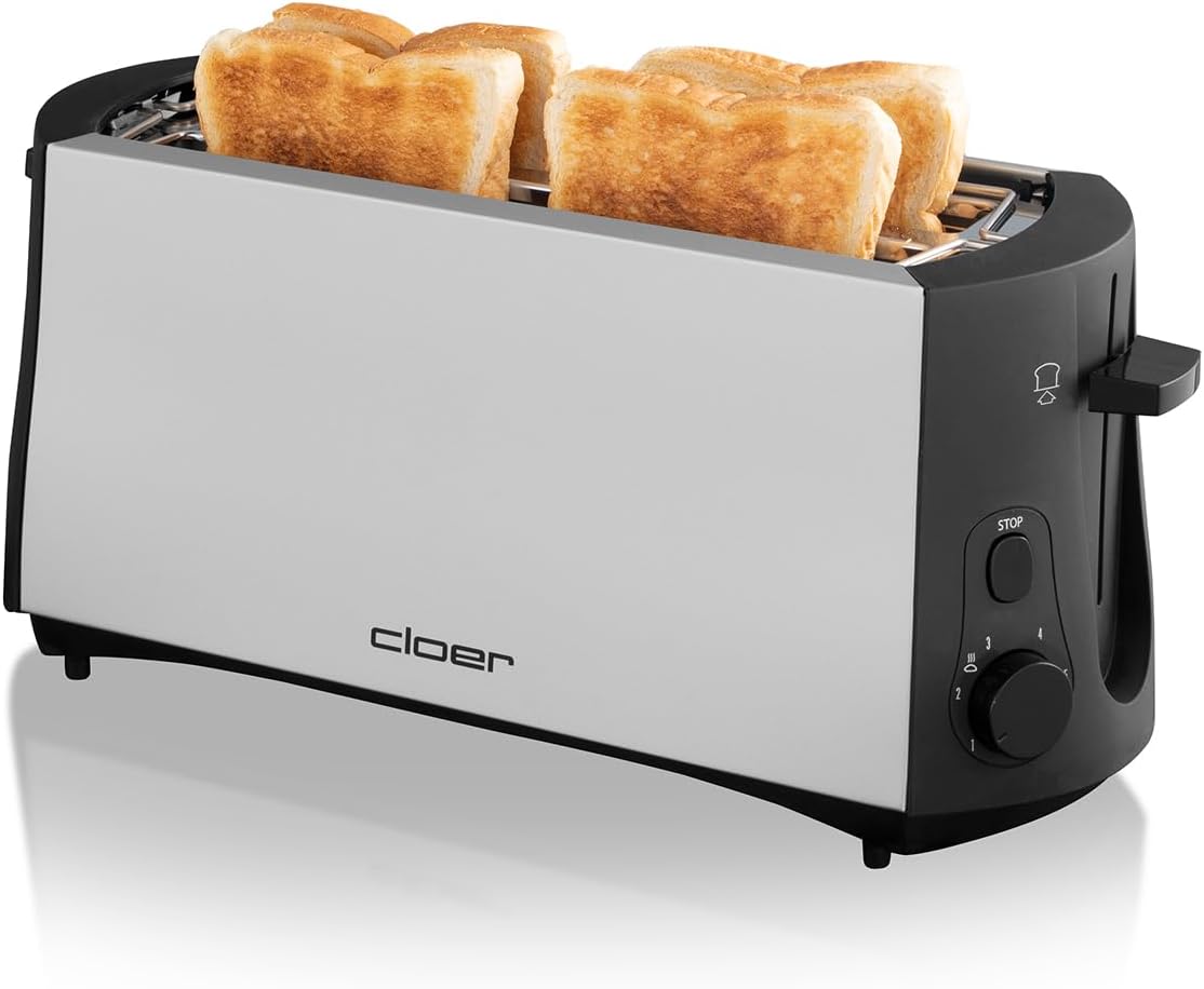 Langschlitztoaster, Mattiertes Metallgehäuse 4 Scheiben Langschlitz Single