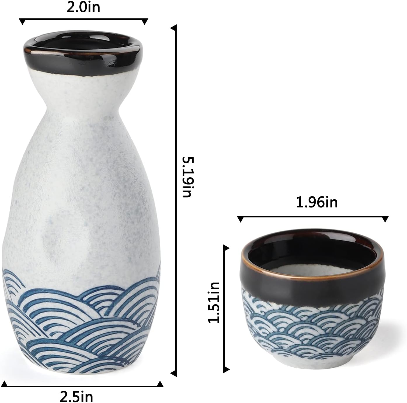 7-teiliges Sake-Set für heisse oder kalte Sake, Grau