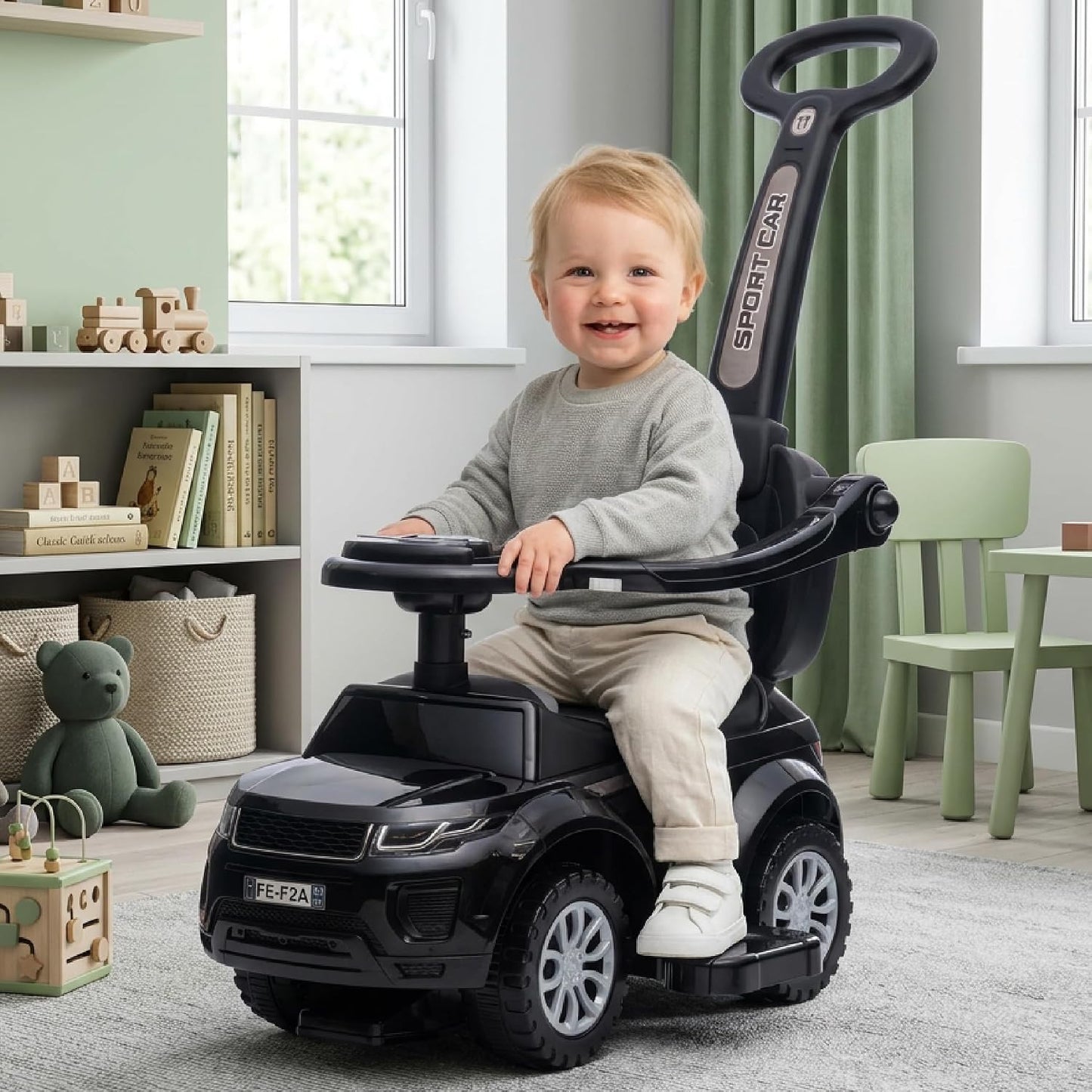 Schiebe- und Rutschauto, Schwarz