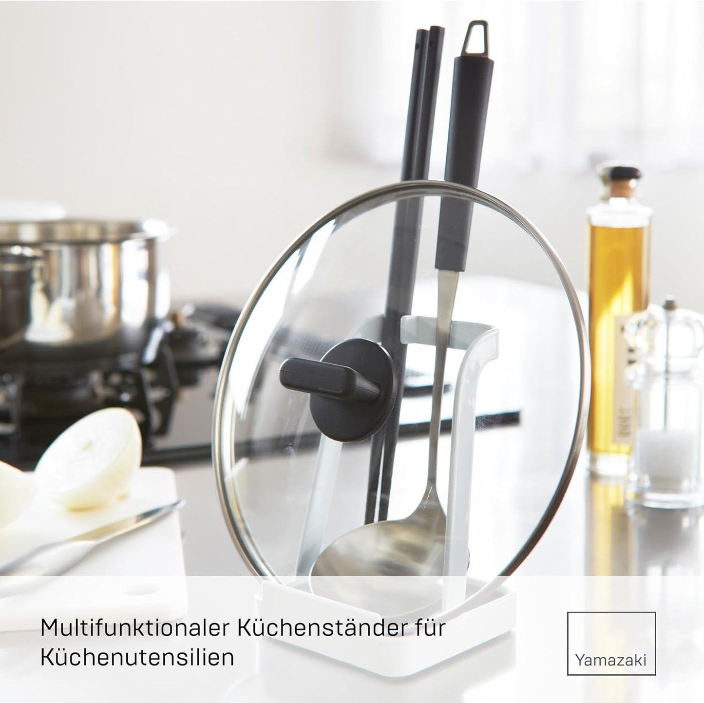 TOWER Kochlöffel- und Topfdeckelständer, Weiß Halter