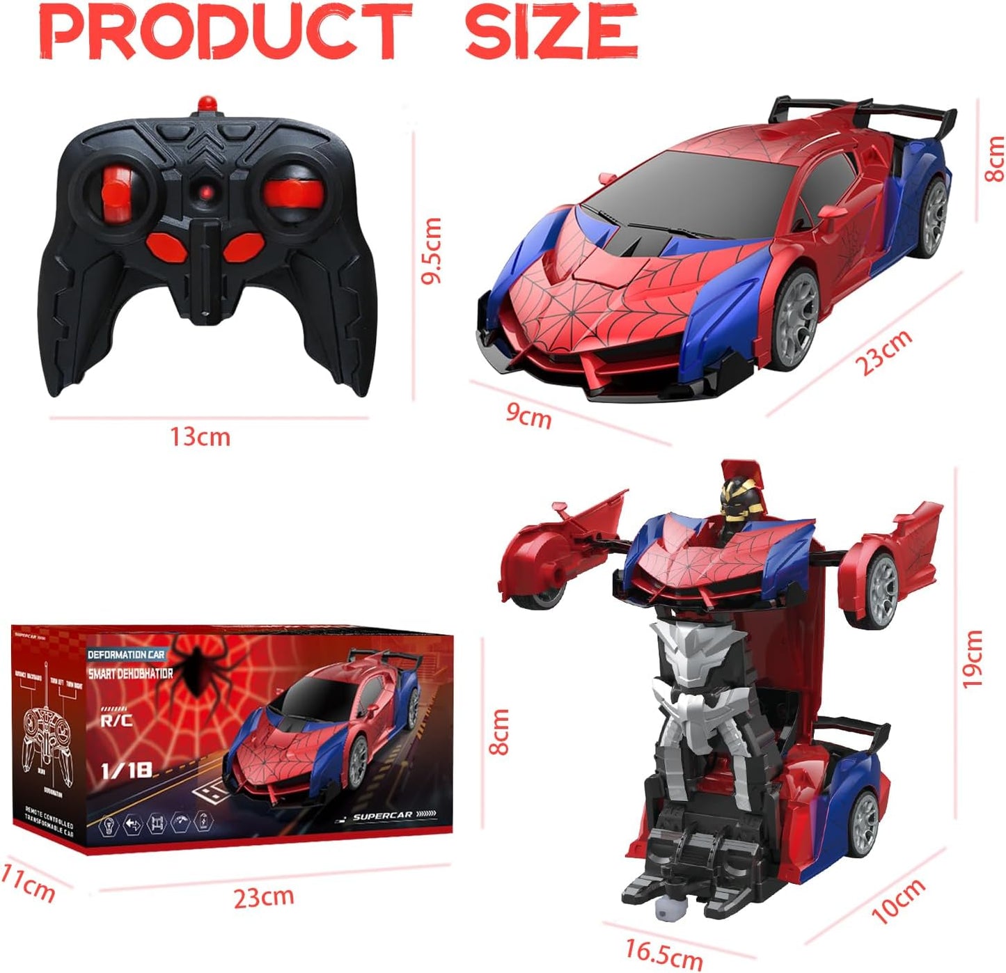 2 in 1 Transform Spielzeugauto & Roboter Spider