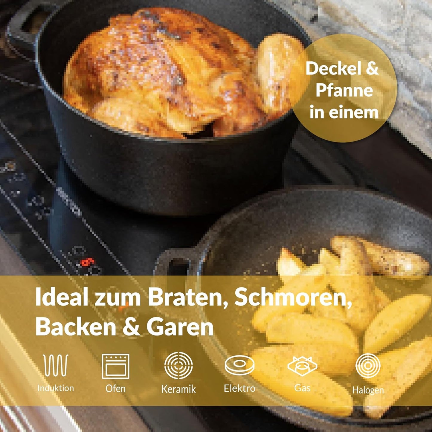 Gusseisen-Brottopf mit Gärkorb, 4.7L Rund