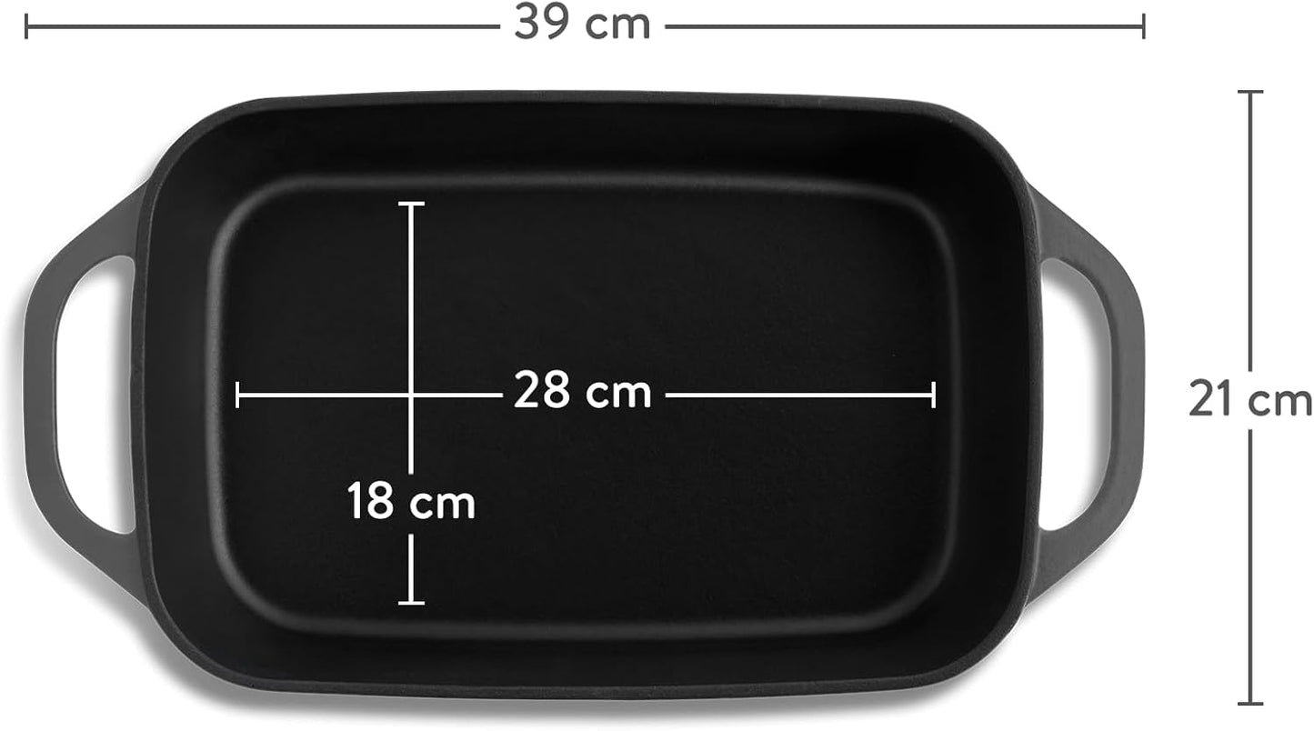 Emaillierte Auflaufform für Ofen & Grill, Guseisen Auflaufform Grau
