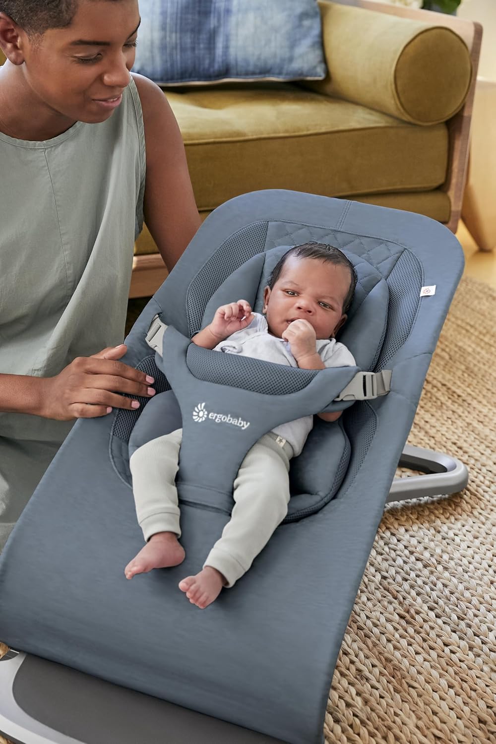 3-in-1 Evolve Babywippe mit Neugeboreneneinsatz, Oxford Blue Knit