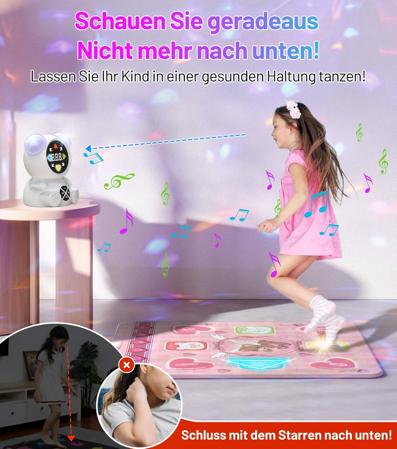 Leuchtende Tanzmatte für Kinder mit Musikplayer