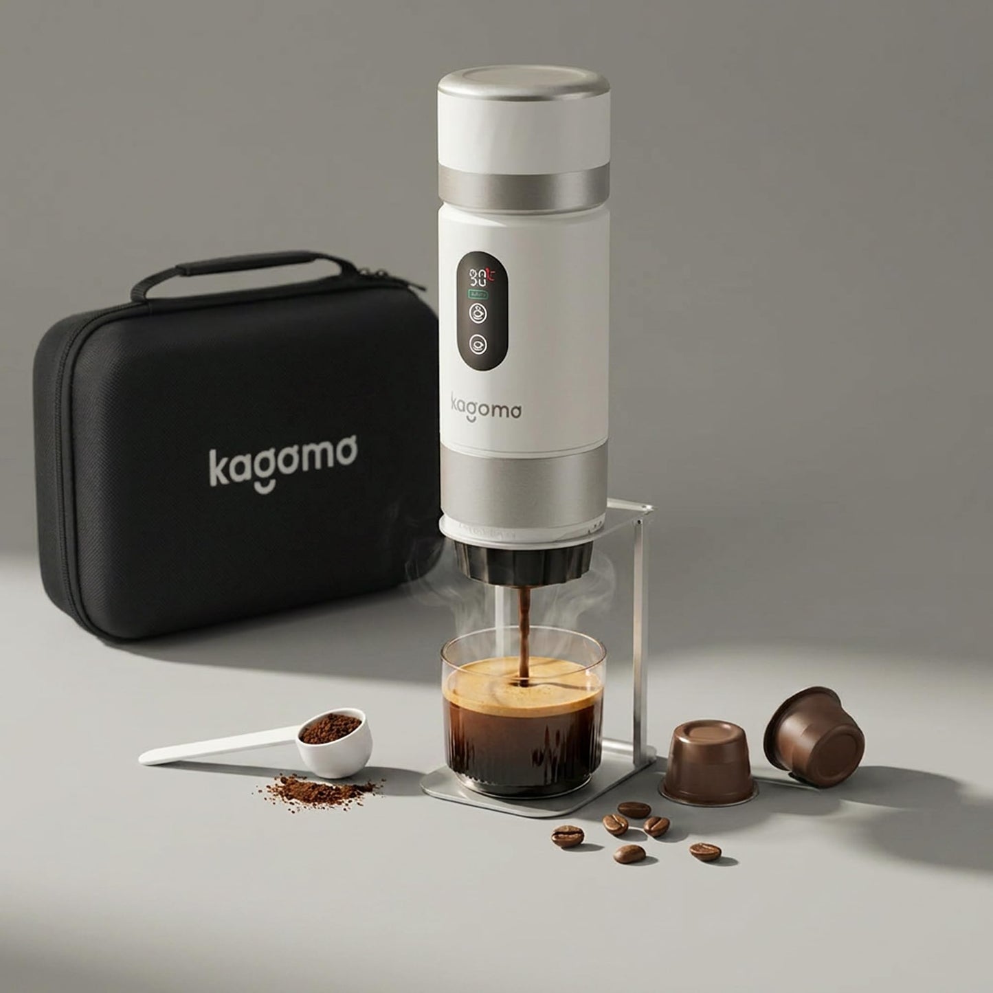 Tragbare Espressomaschine mit Akku, Weiss