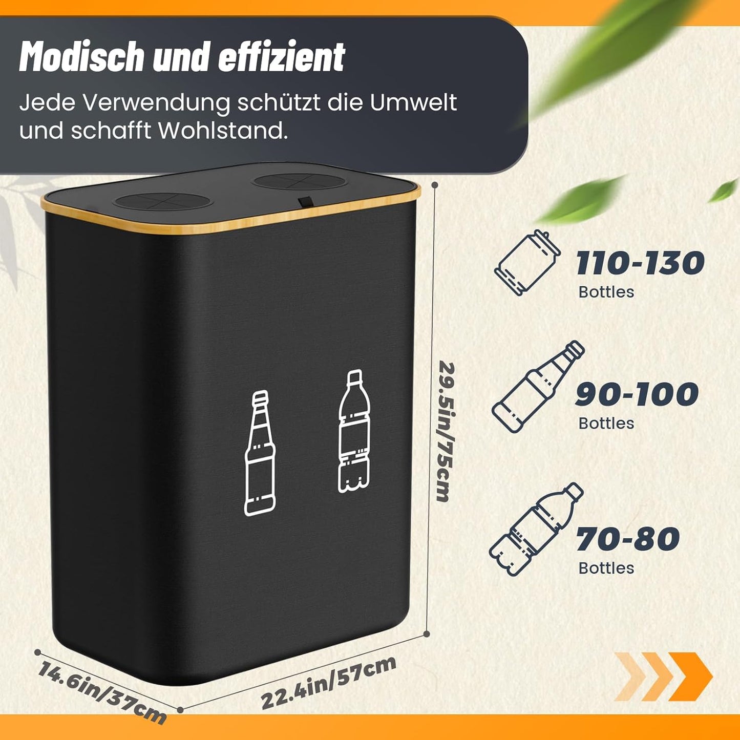 Pfandflaschen Sammelbehälter, Schwarz 160L