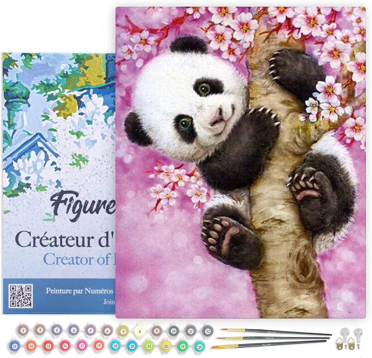Malen nach Zahlen - Panda Baby, Panda Baby 40x50cm Mit Rahmen (bereits gespannt)