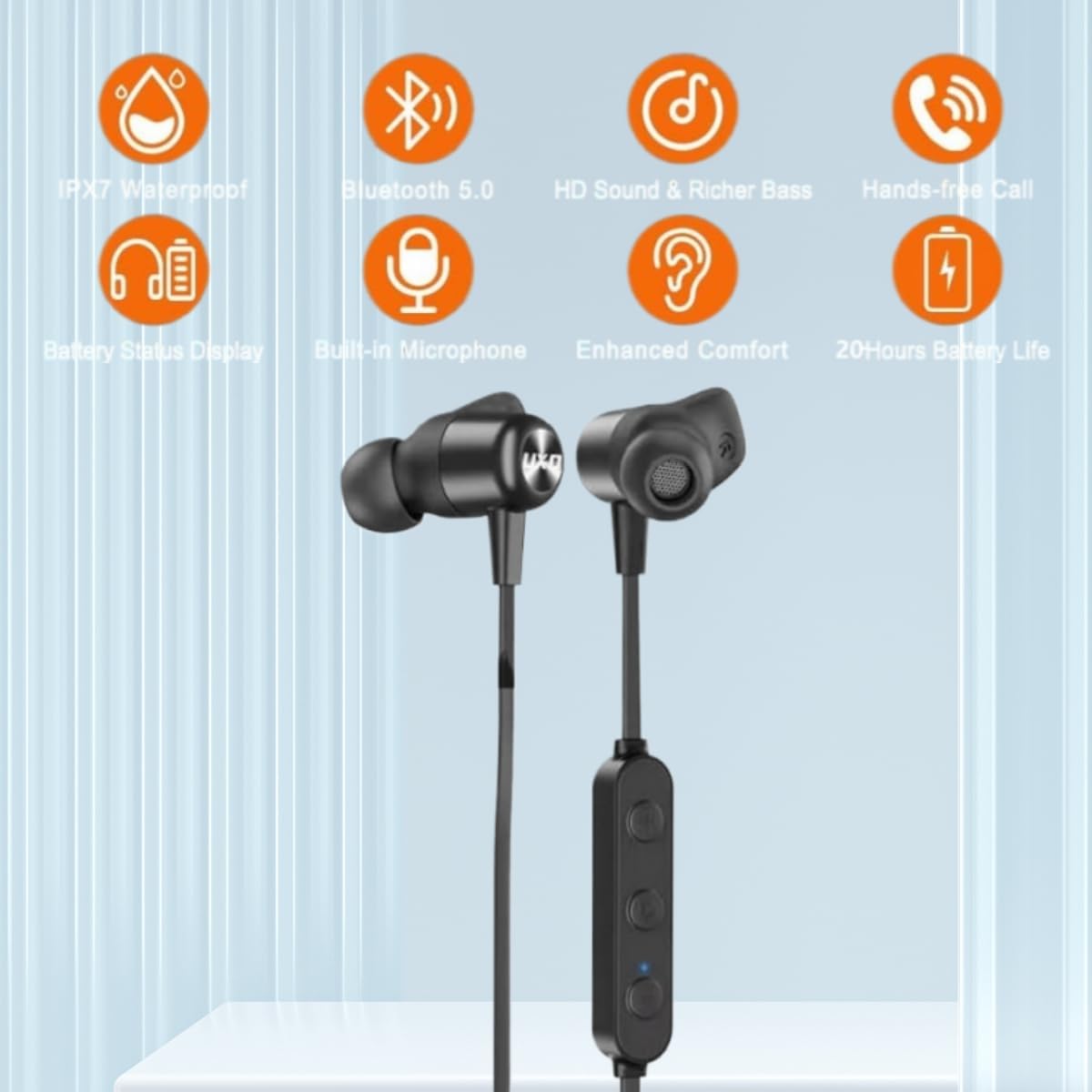 In-Ear Kopfhörer mit Mikrofon IPX7, Schwarz