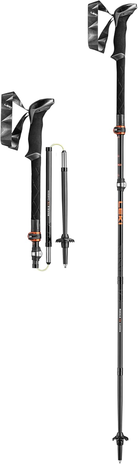 Makalu FX Carbon Wanderstöcke, black-orange-naturalcarbon 110-130cm