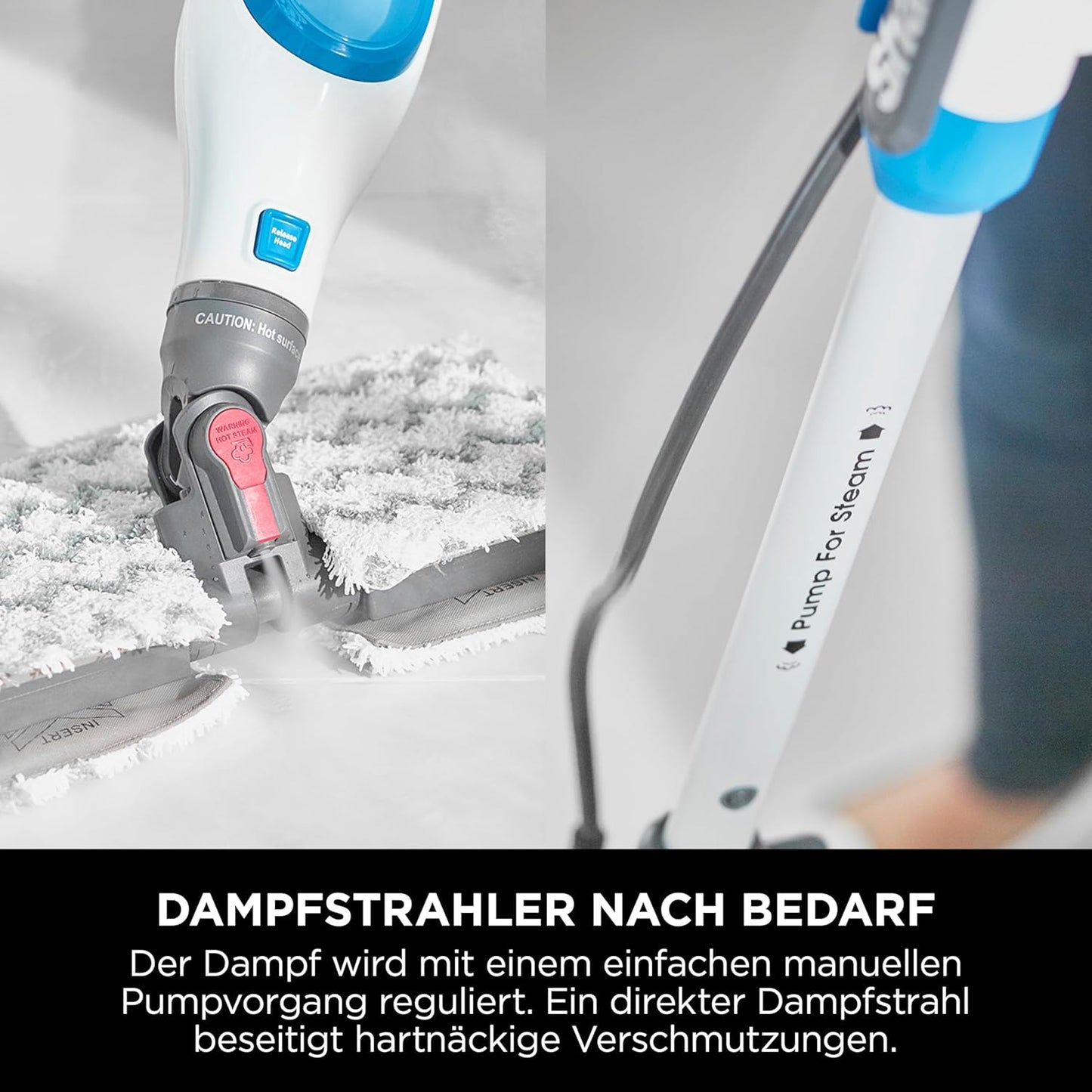 Klik n' Flip Dampfreiniger mit 2 waschbaren Reinigungspads, Klik n' Flip Manual