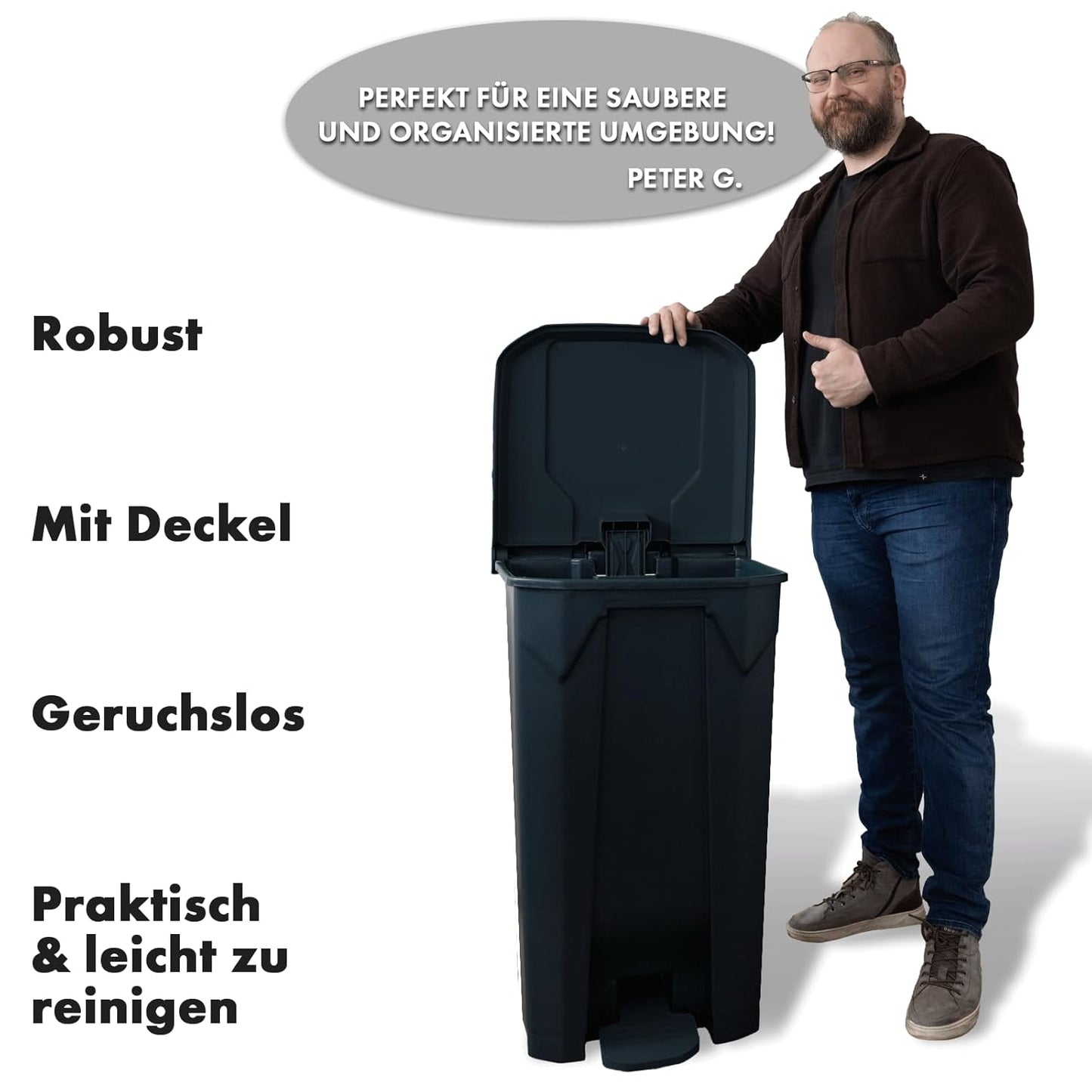 Tretmülleimer mit Step-On-Mechanismus (50L), 50 Liter Grau