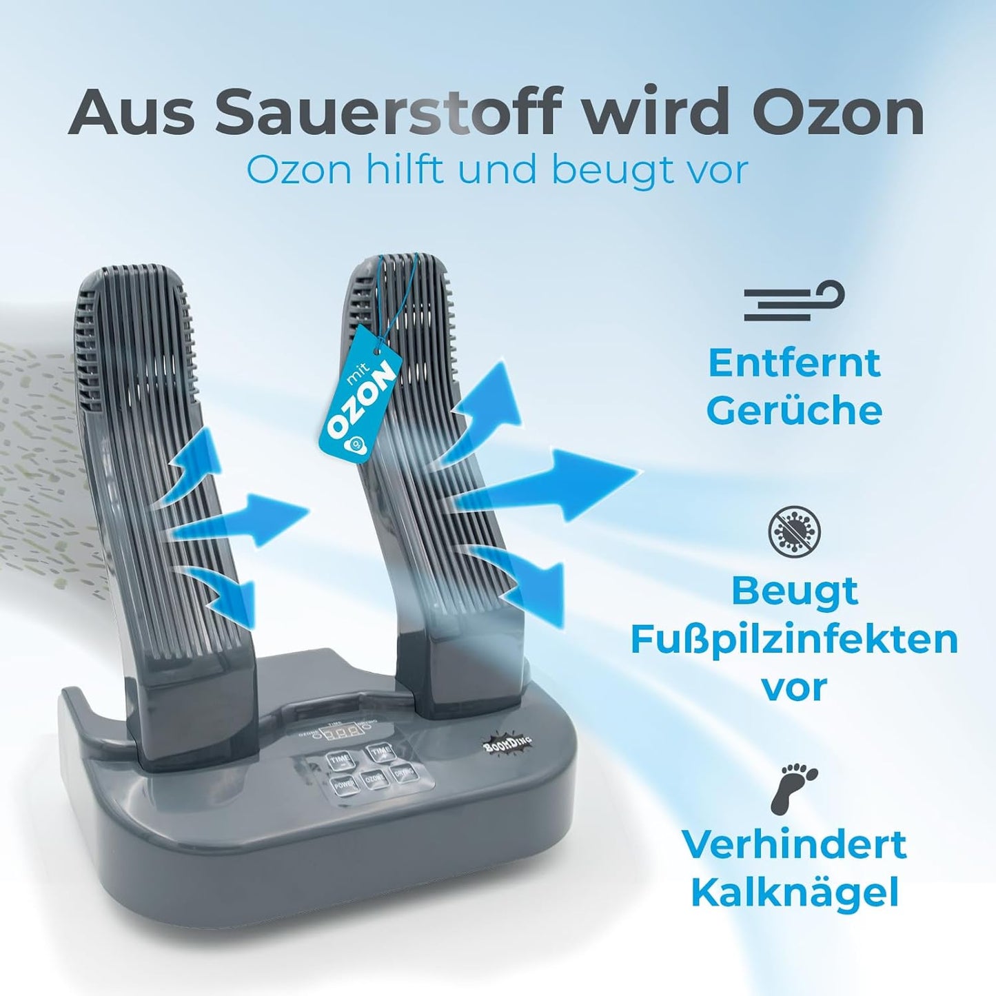 Elektrischer Schuhtrockner & Schuhwärmer für Ski- und Winterschuhe, grau