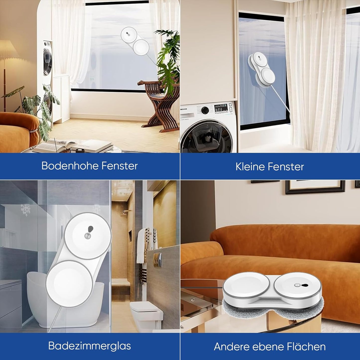 Fensterreinigungsroboter mit Fernbedienung und Sprühfunktion, Weiss B
