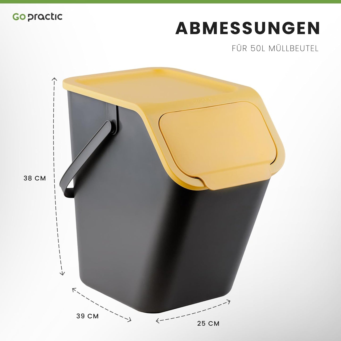 Mülltrennsystem, 3 Mülleimer, mit einem Komposter