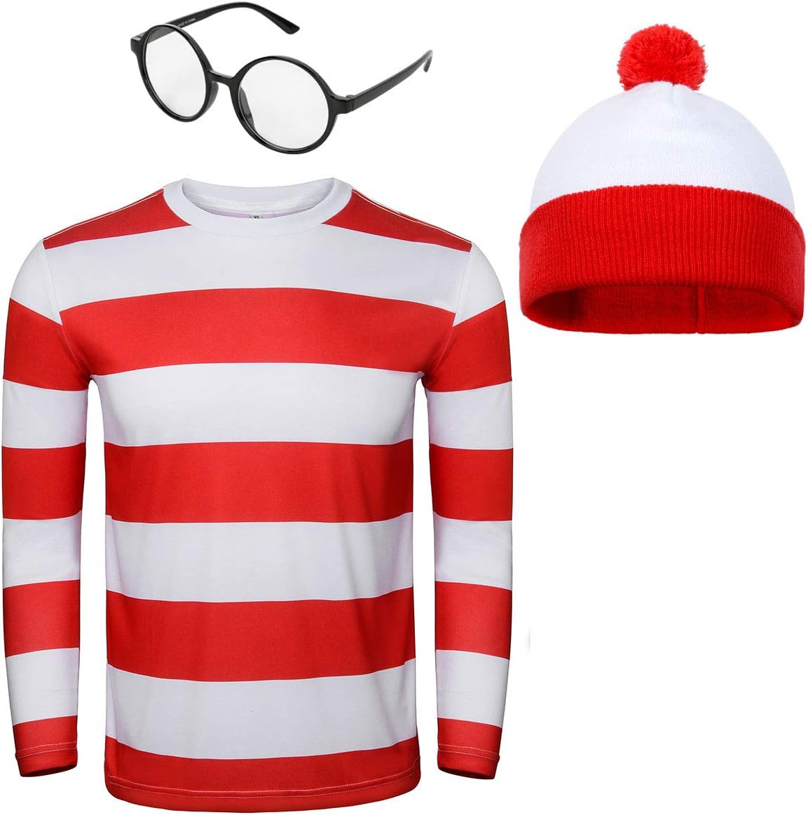 Kostüm-Set Walter mit Brille & Bommelmütze, M