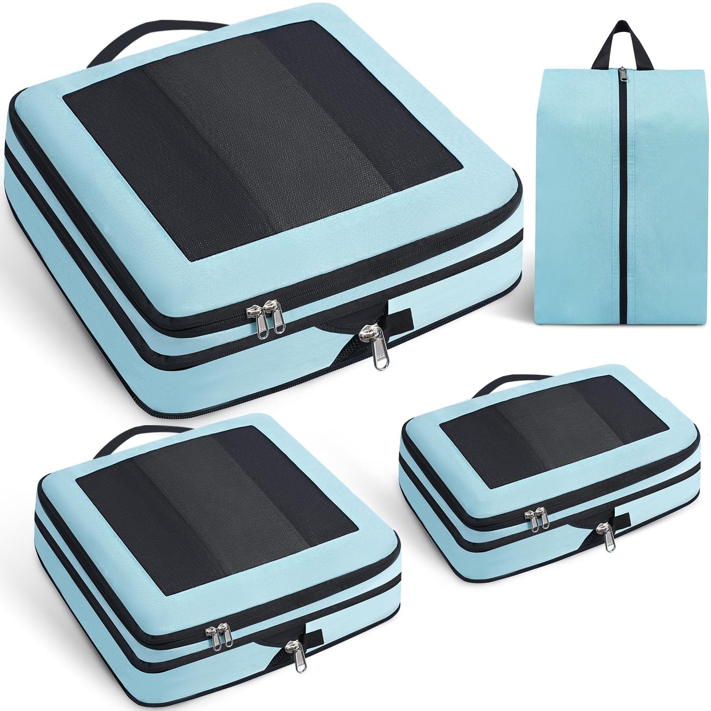 4-teiliges Kompressions-Packwürfel Set, Mint 4 Set