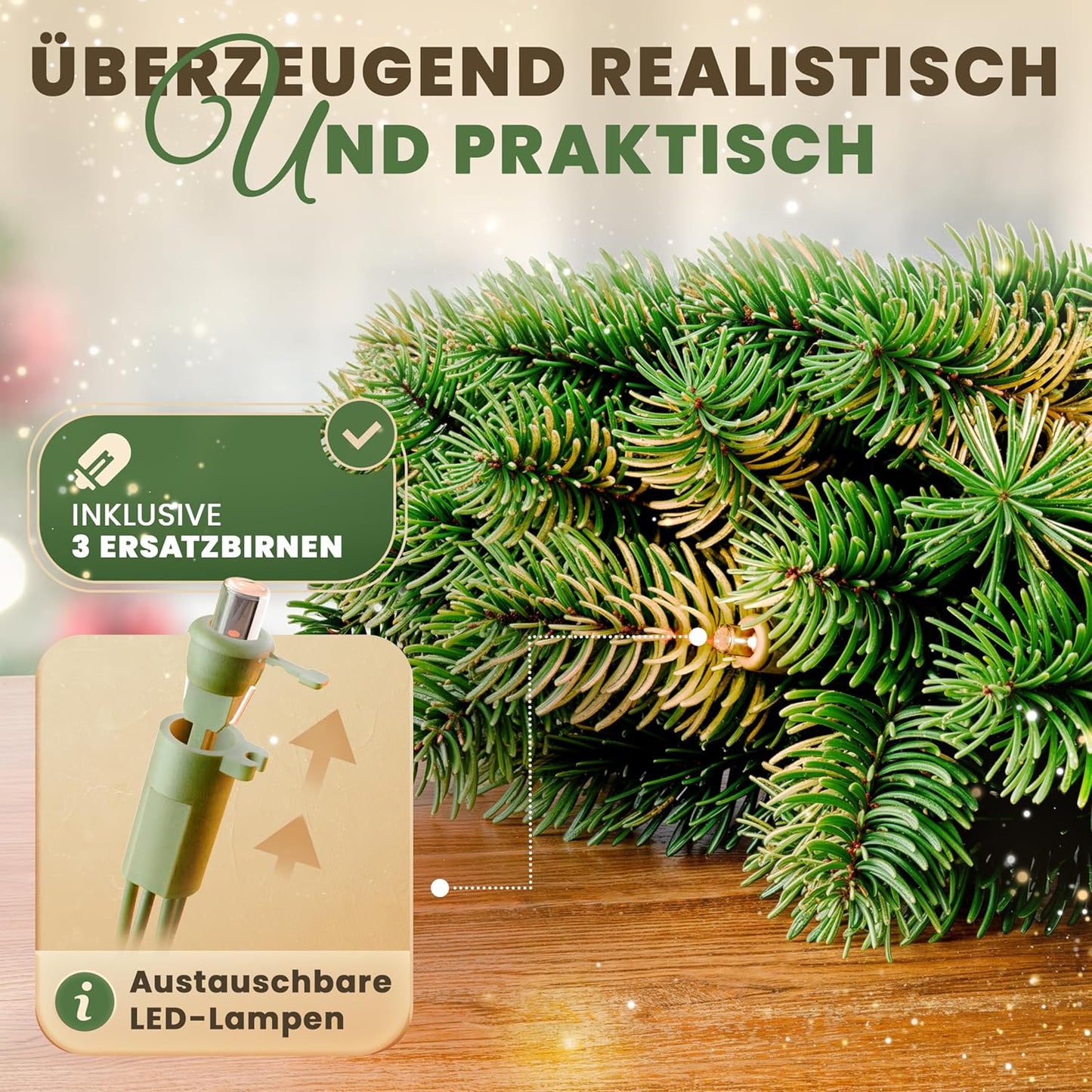 Beleuchteter Tür-Weihnachtskranz mit LED (60 cm), mit Beleuchtung 60 cm