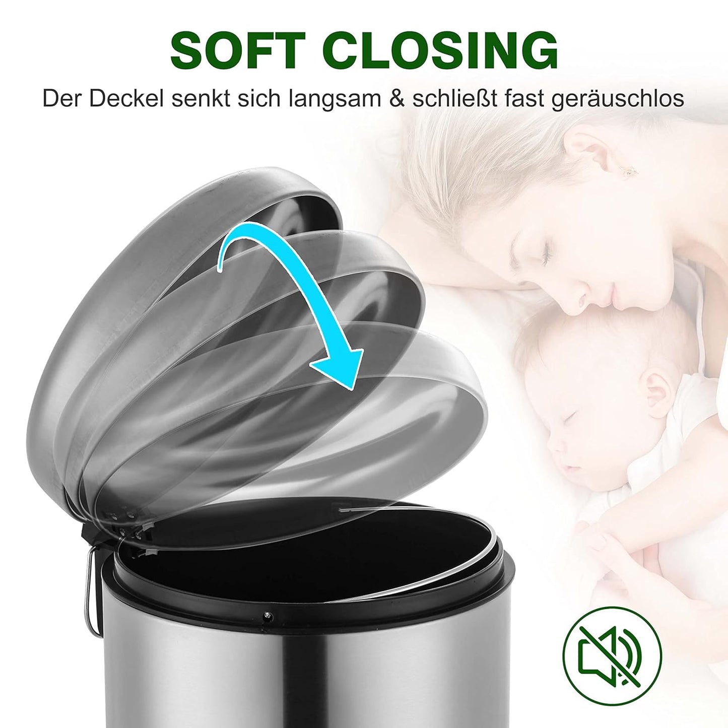 Treteimer mit Soft Closing, Chrom