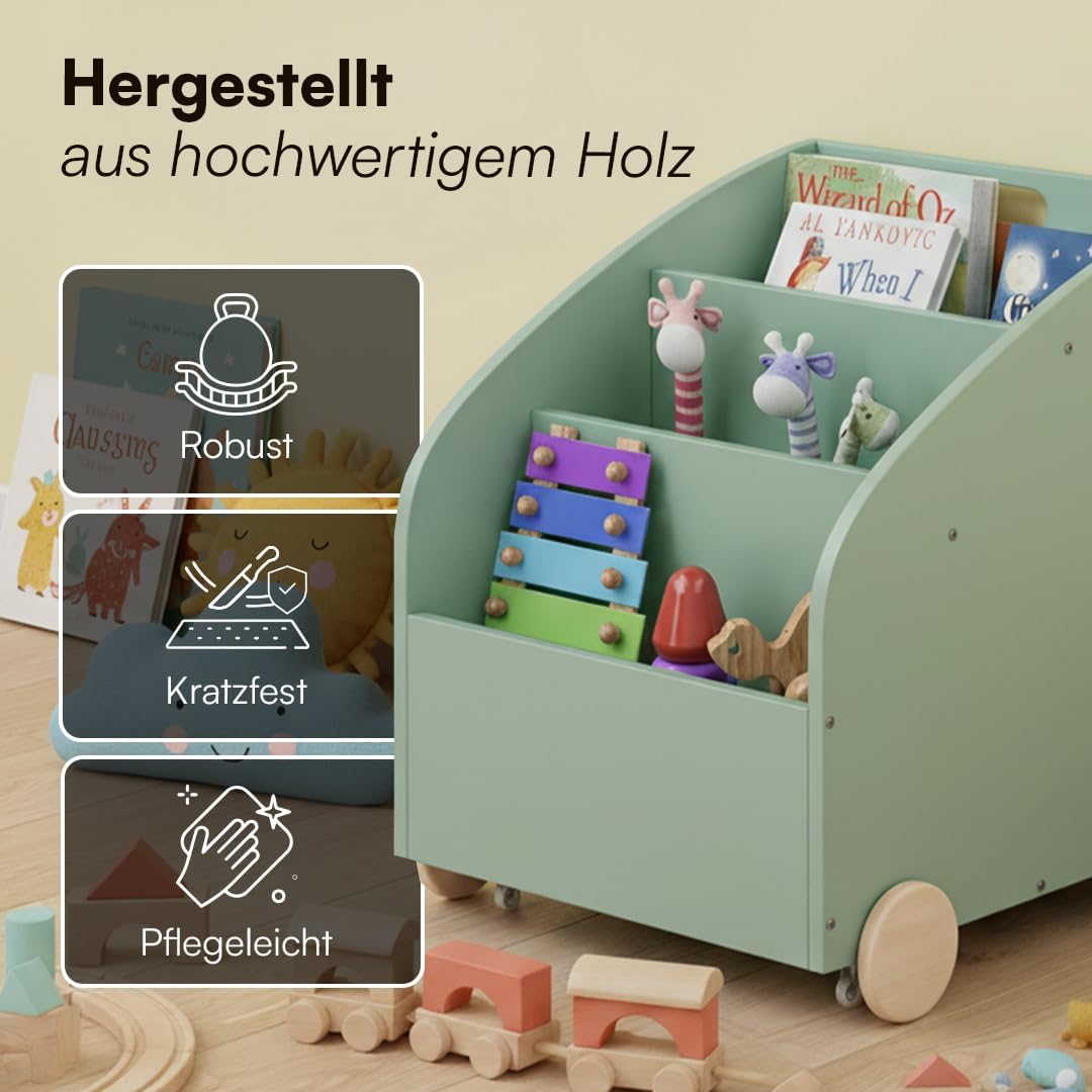 Kinderregal mit Bücherfach und Geheimfach, Mintgrün