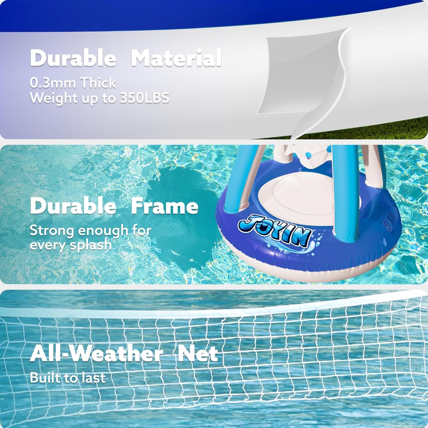 Aufblasbares Pool-Spielset mit Volleyball & Basketball, Dunkelblau