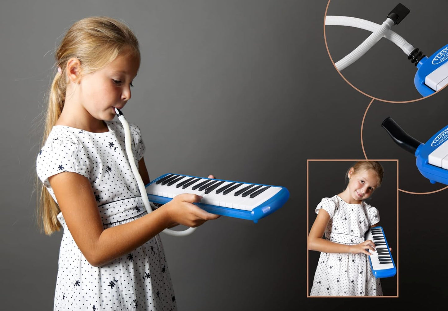 Melodica mit 32 Tasten und Zubehör, Blau