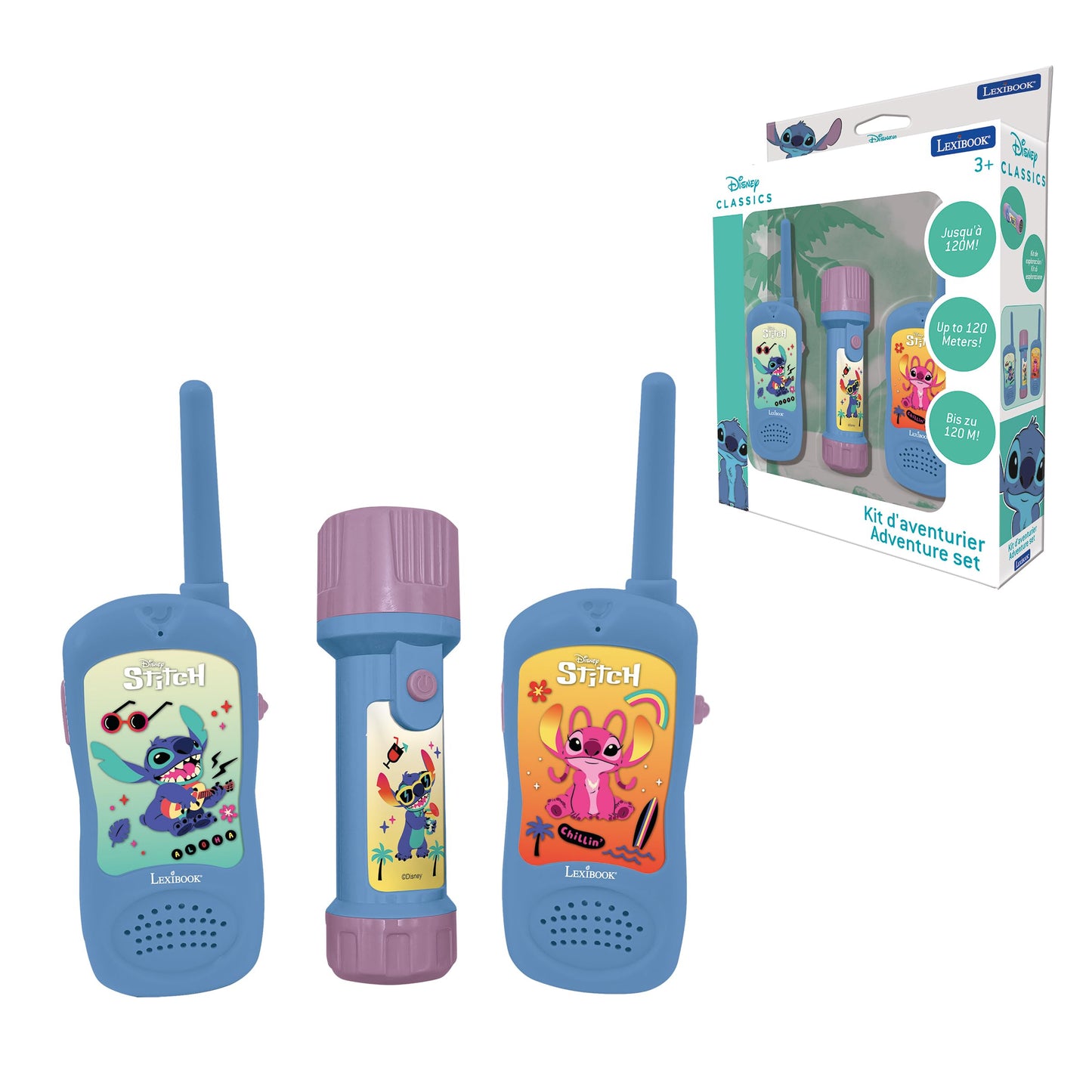 Disney Stitch Abenteurer-Set mit Walkie-Talkies und Taschenlampe/Kompass, Disney Stitch