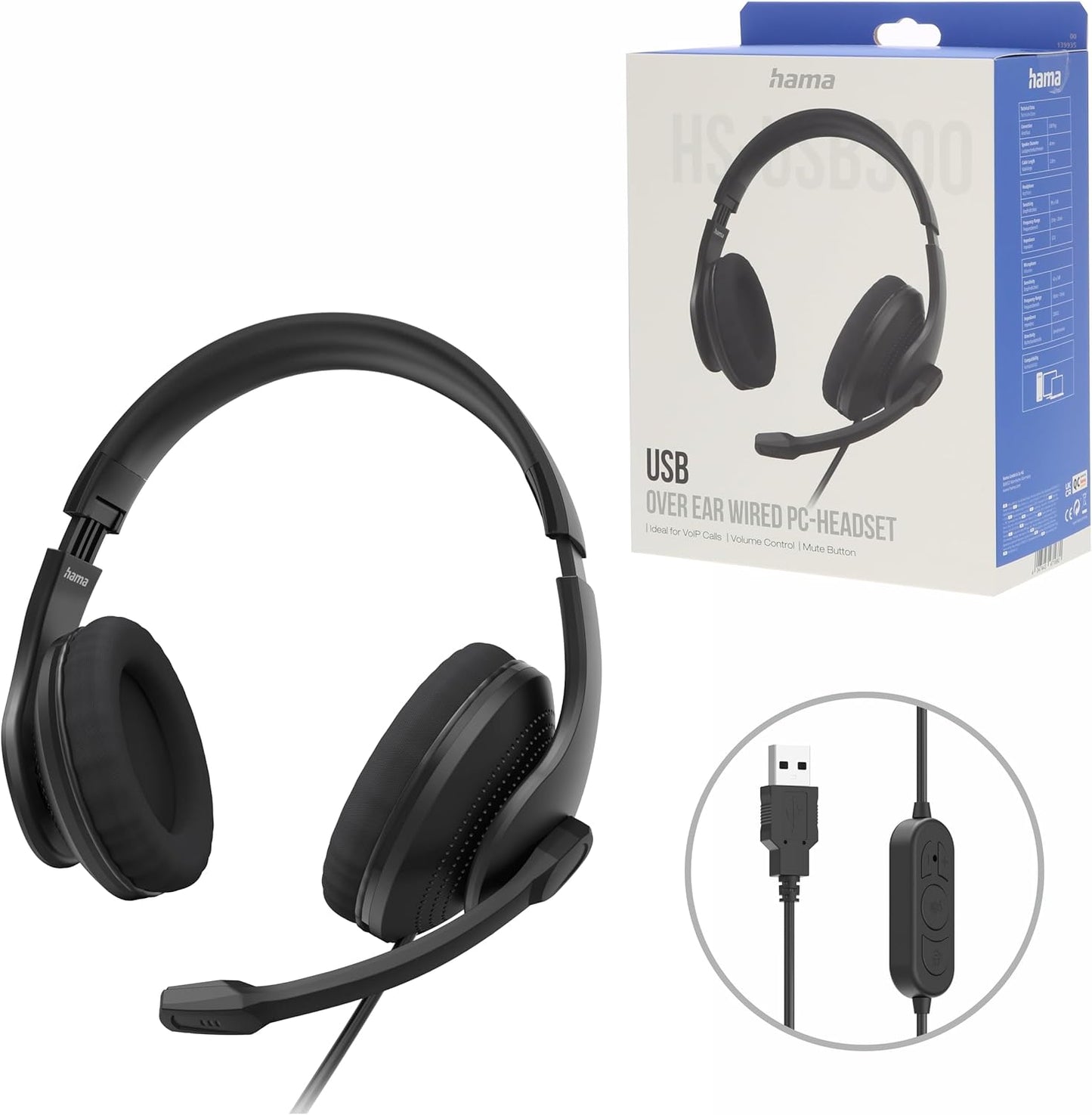 HS-USB300 V2 Headset mit Mikrofon und Lautstärkeregler